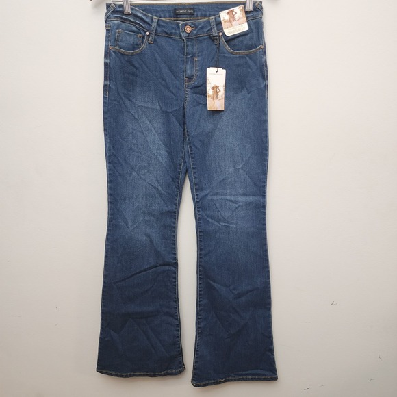 Sincerely Jules Women Blue Jeans 7/28 low rise Flair‎ leg NEW - Picture 1 of 10